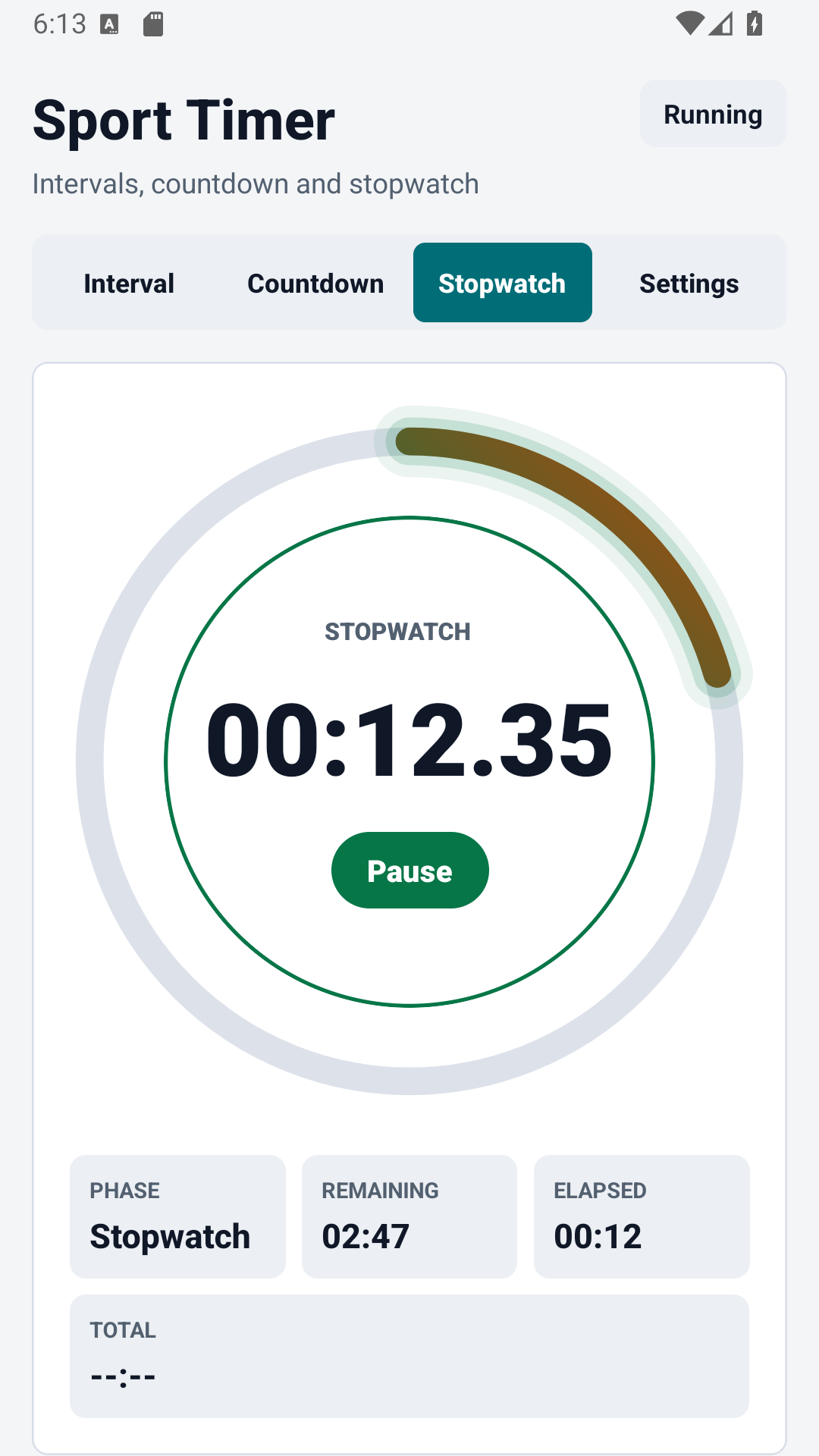 Ekran stopera Sport Timer z okrążeniami